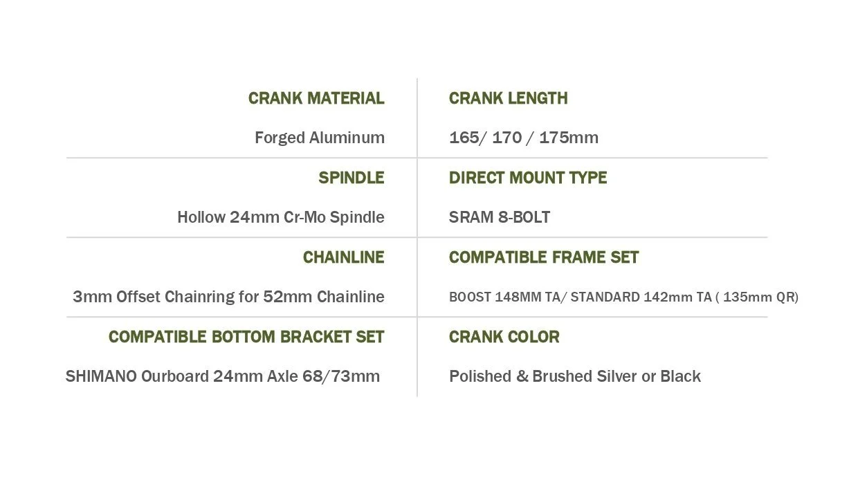 ROLLCii 15 MTB CRANK SET ( NOT INCLUDING CHAINRING)